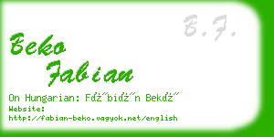 beko fabian business card